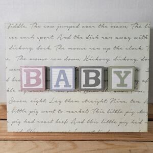 GANZ Nursery Decor w/ Nursery Rhyme Lines and "Baby" Blocks